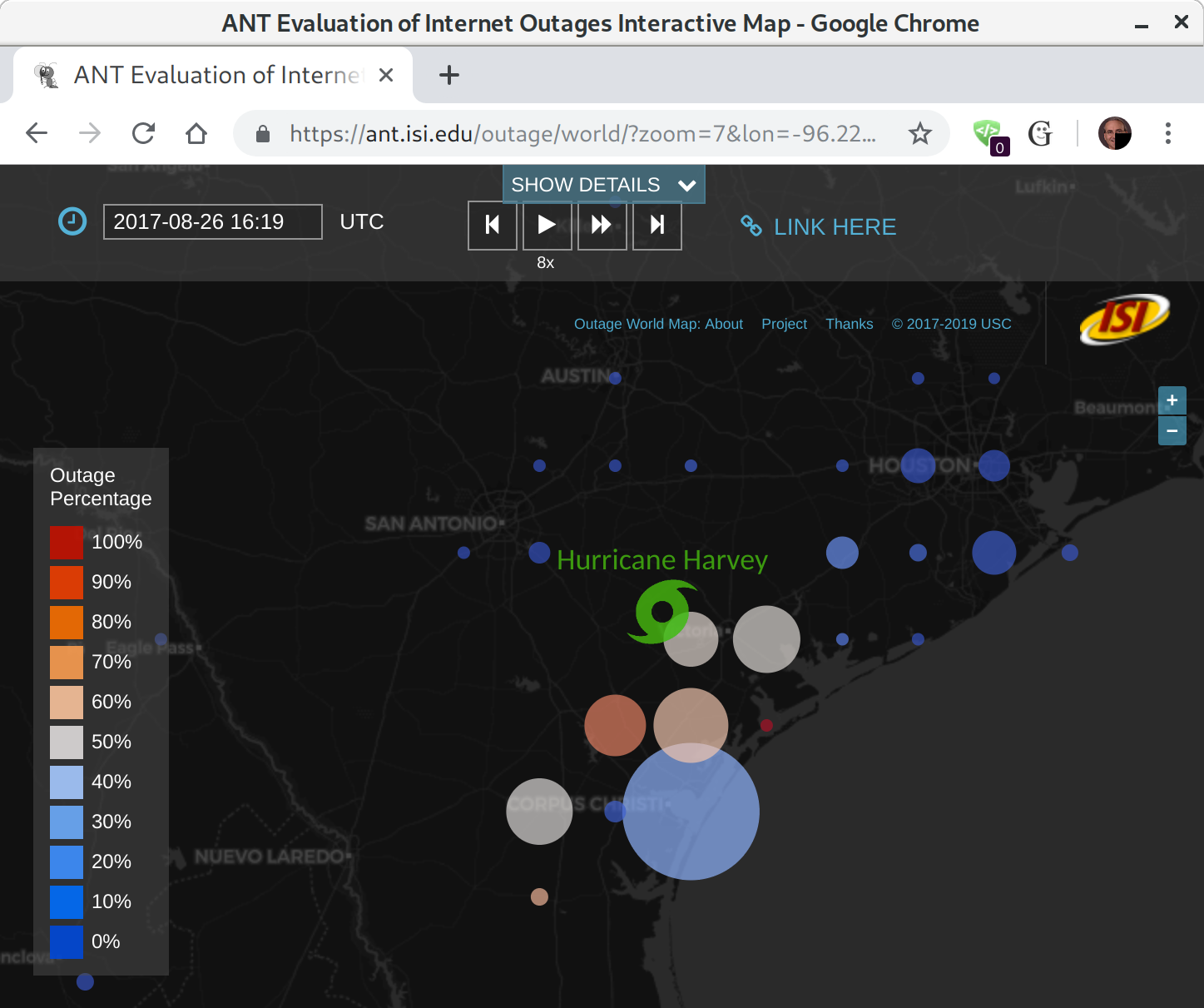 Hurricane Harvey in our outage website